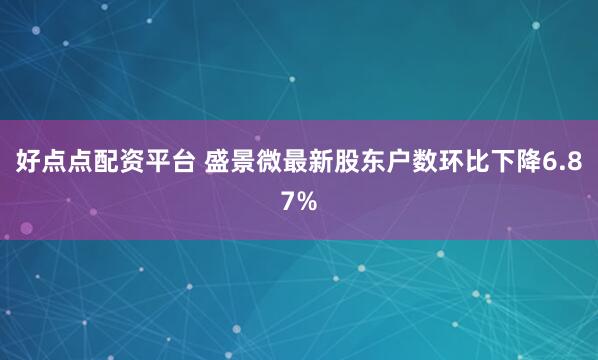好点点配资平台 盛景微最新股东户数环比下降6.87%